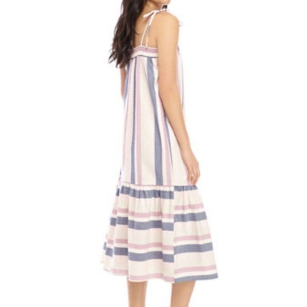 Bebop Striped Midi Halter Dress M Rayon Cotton Boho Summer Tie Strap Casual